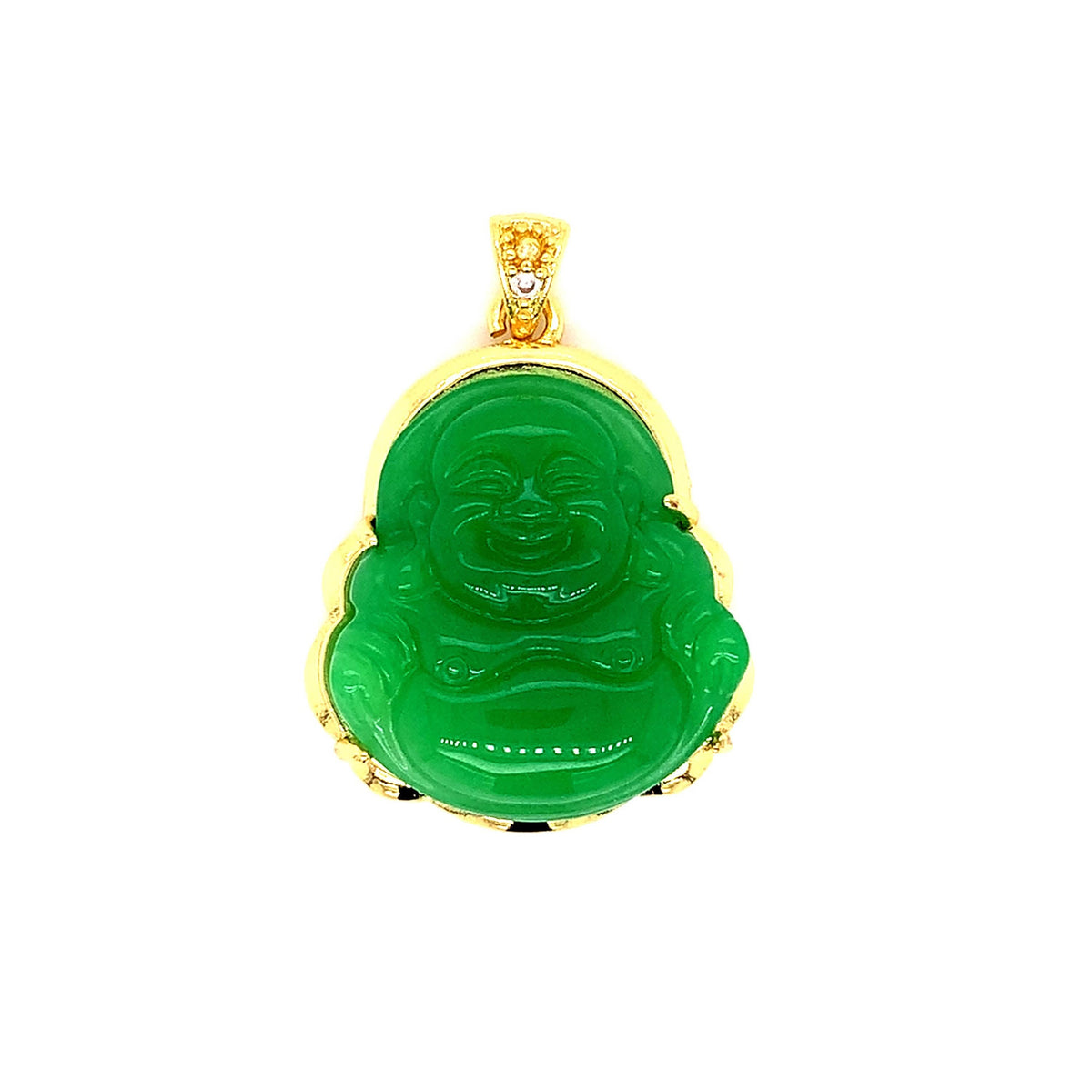 Gold Jade Buddha Pendant For Necklace, Yogi Chakra Pendants: Green