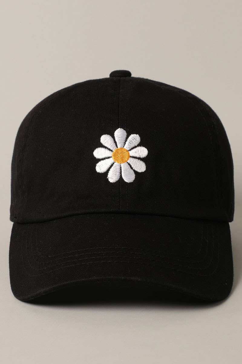 Daisy Embroidery Adjustable Baseball Cap Hat