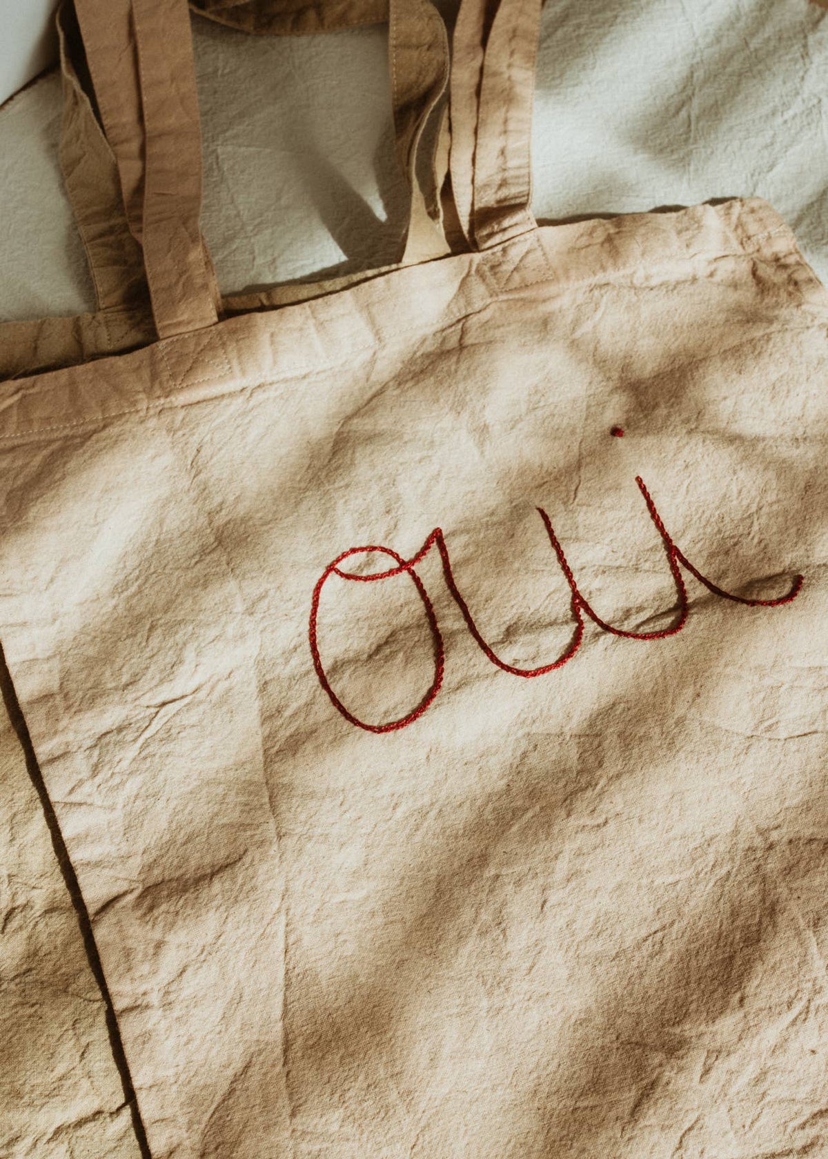 Hand embroidered cotton Tote , plant dyed tote bag: Hearts