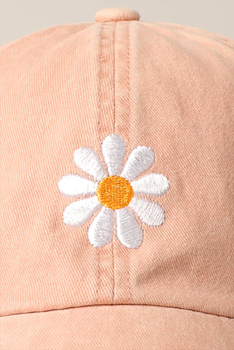 Daisy Embroidery Adjustable Baseball Cap Hat