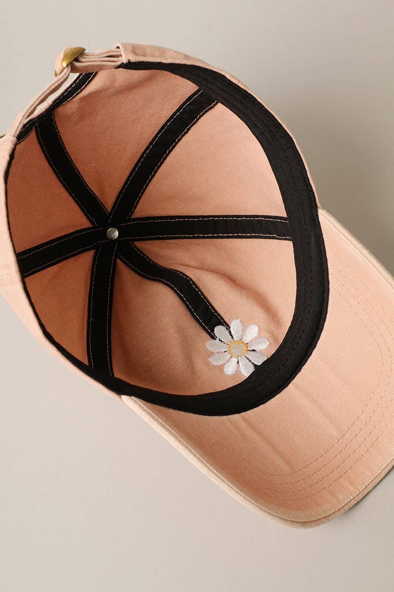 Daisy Embroidery Adjustable Baseball Cap Hat