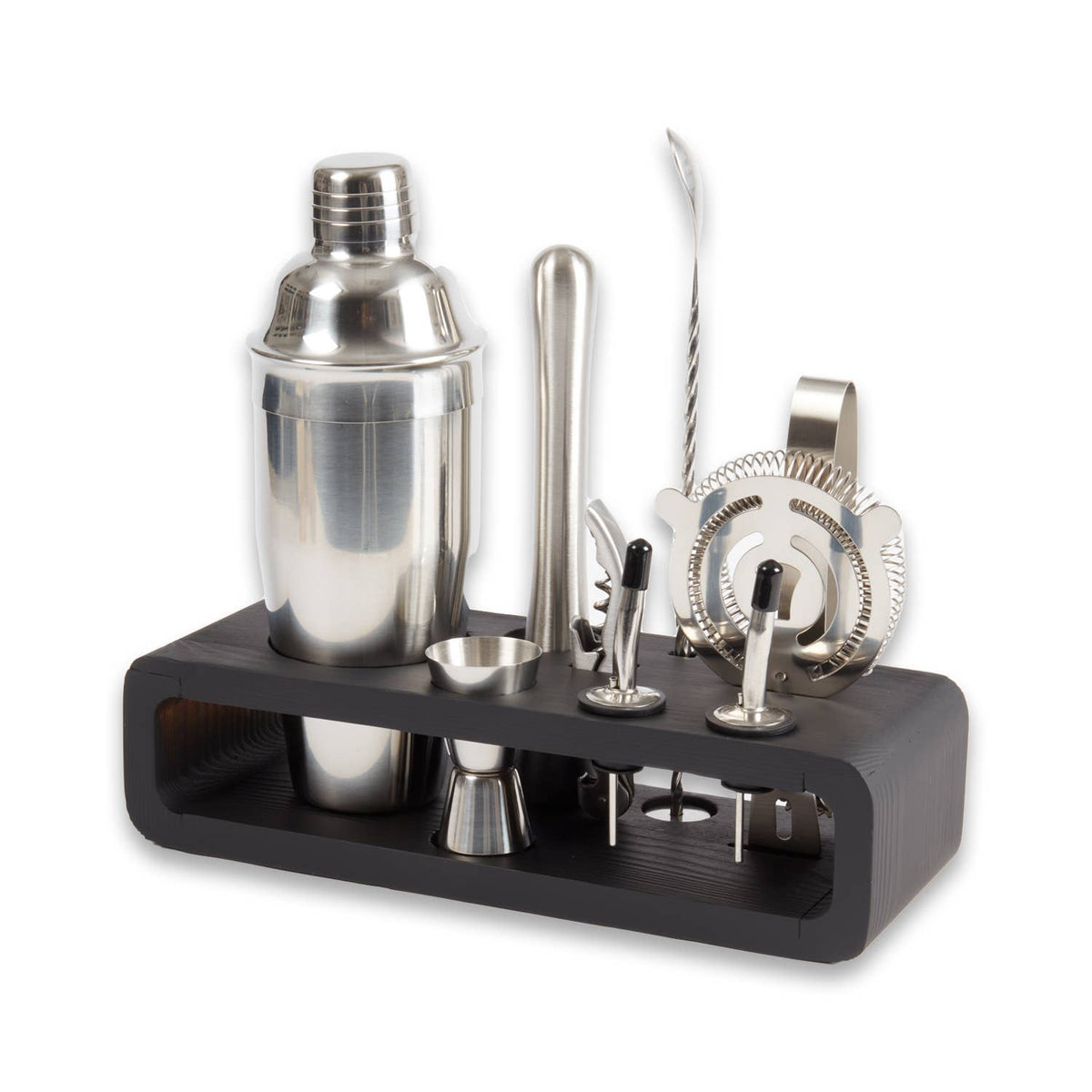 Mahattan Nine Piece Bar Set with Black Wood Base