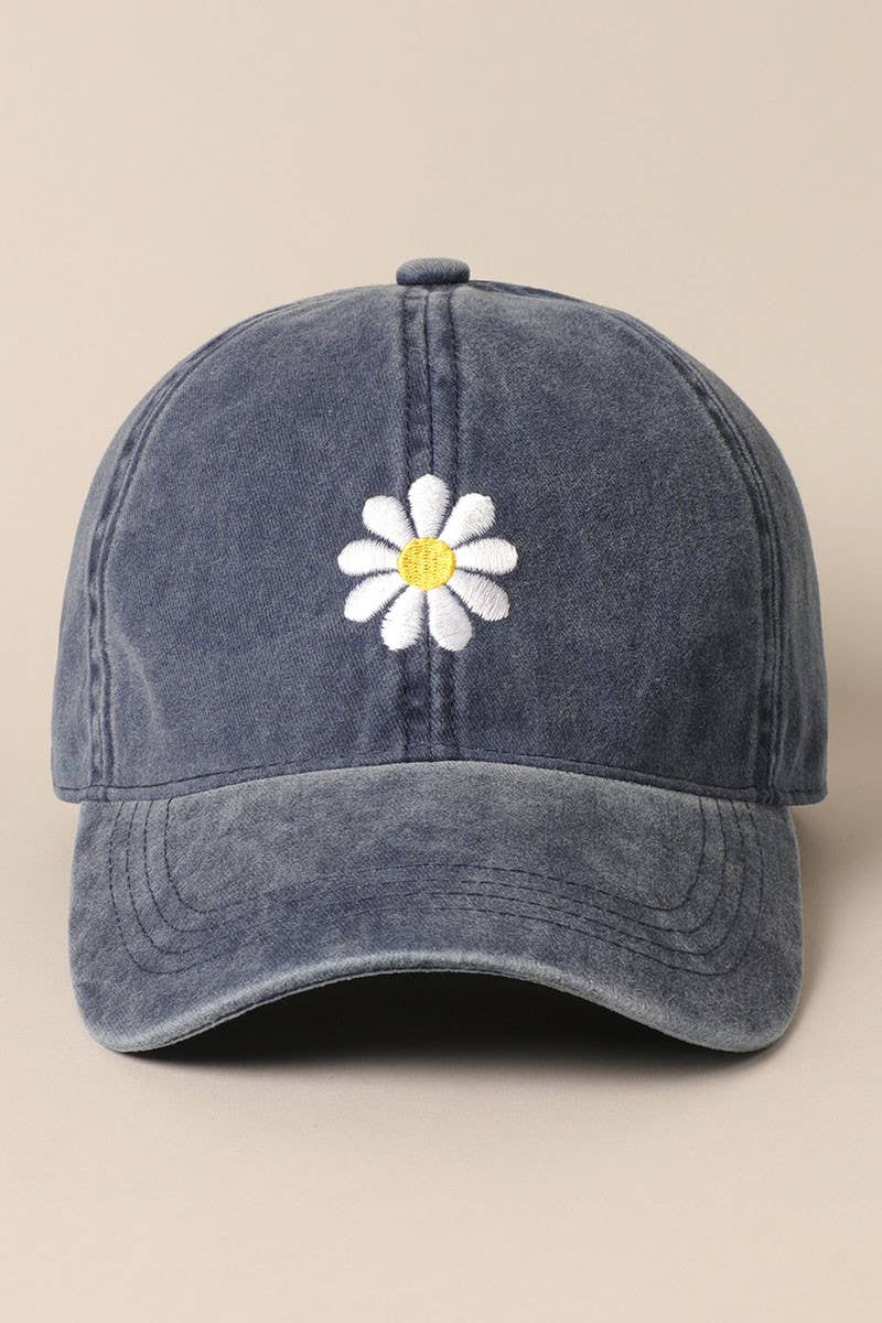 Daisy Embroidery Adjustable Baseball Cap Hat