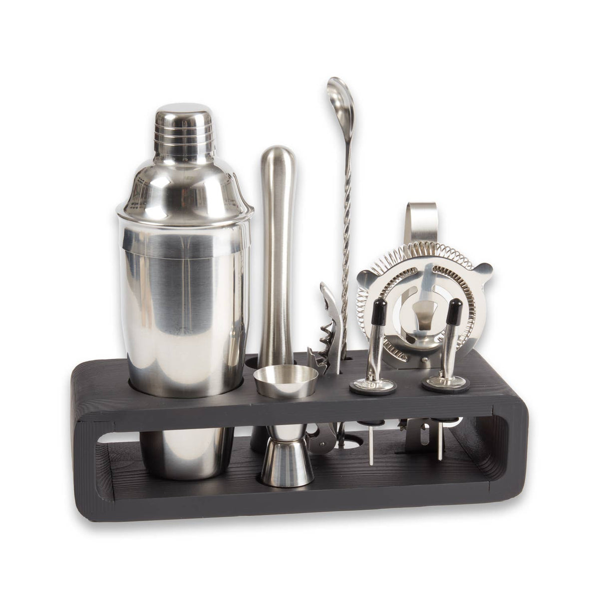 Mahattan Nine Piece Bar Set with Black Wood Base