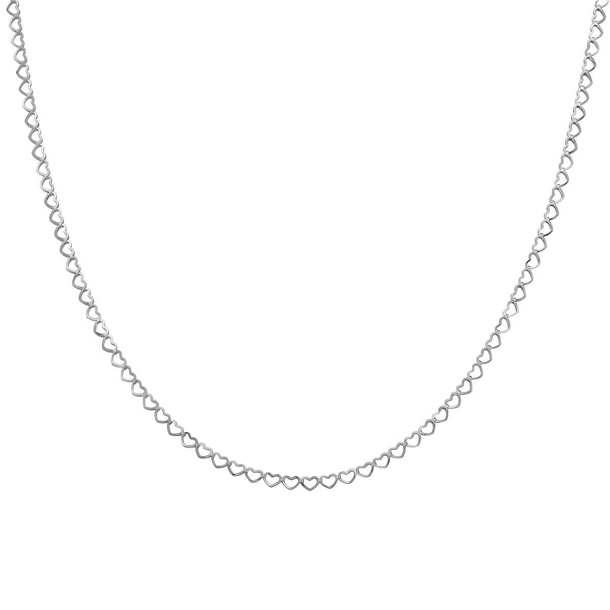 14K Gold 2.5MM Open Heart Link Chain Necklace: Yellow Gold / 17 Inches / 2.5MM