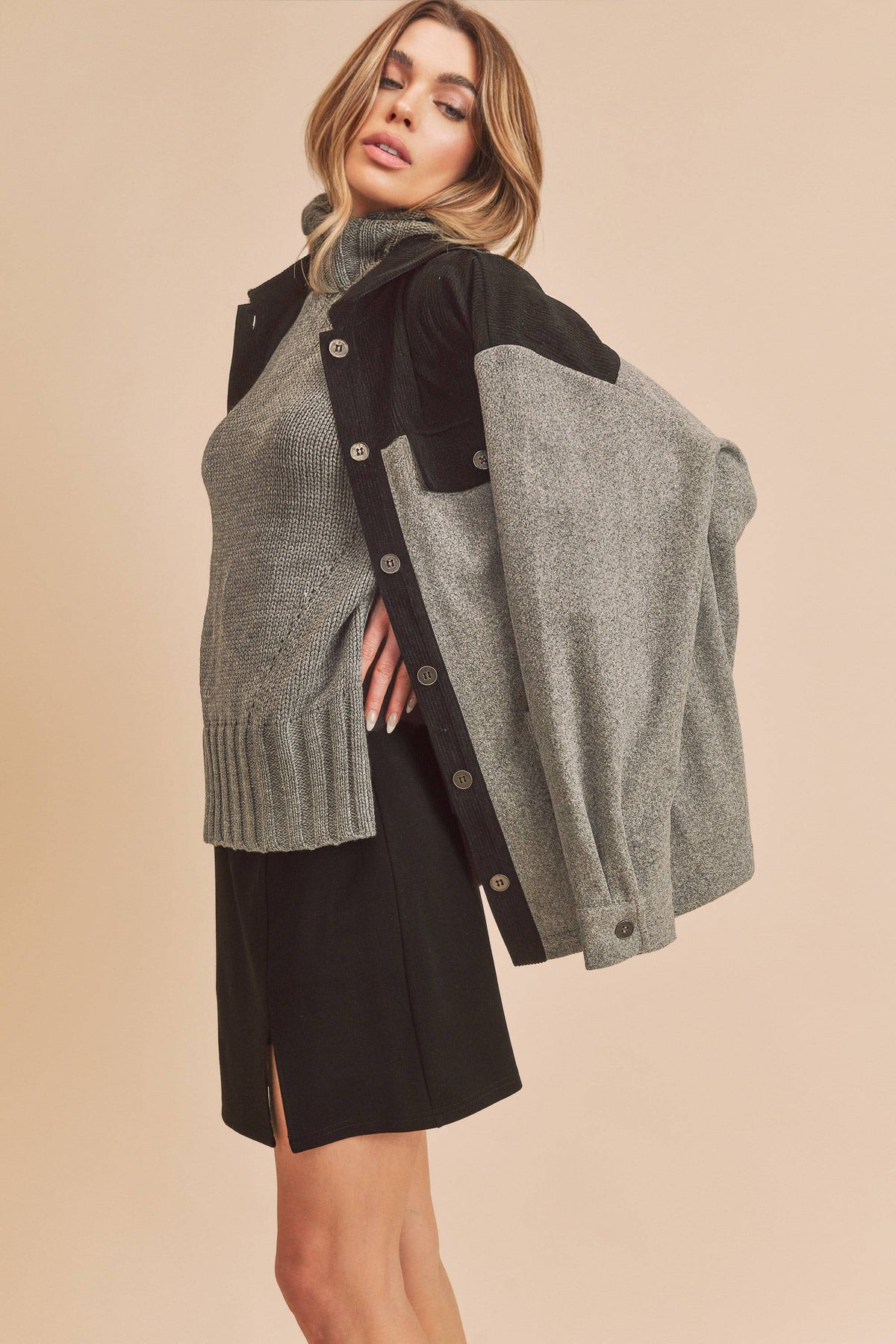 565BK Emilia Jacket: L / Outerwear / Charcoal/Black