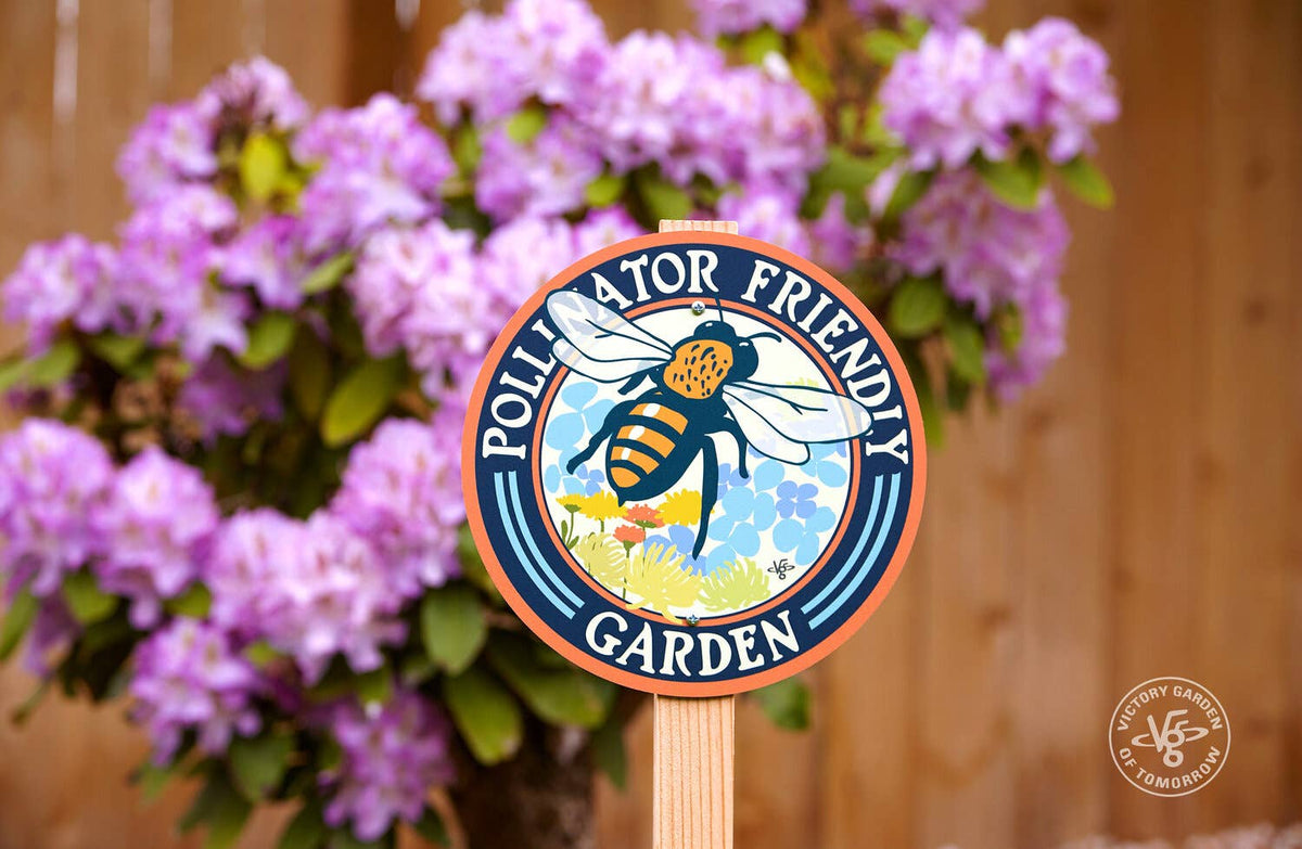 Bee Pollinator Friendly - Garden Sign: +$5 Wood Fir Stake 24"