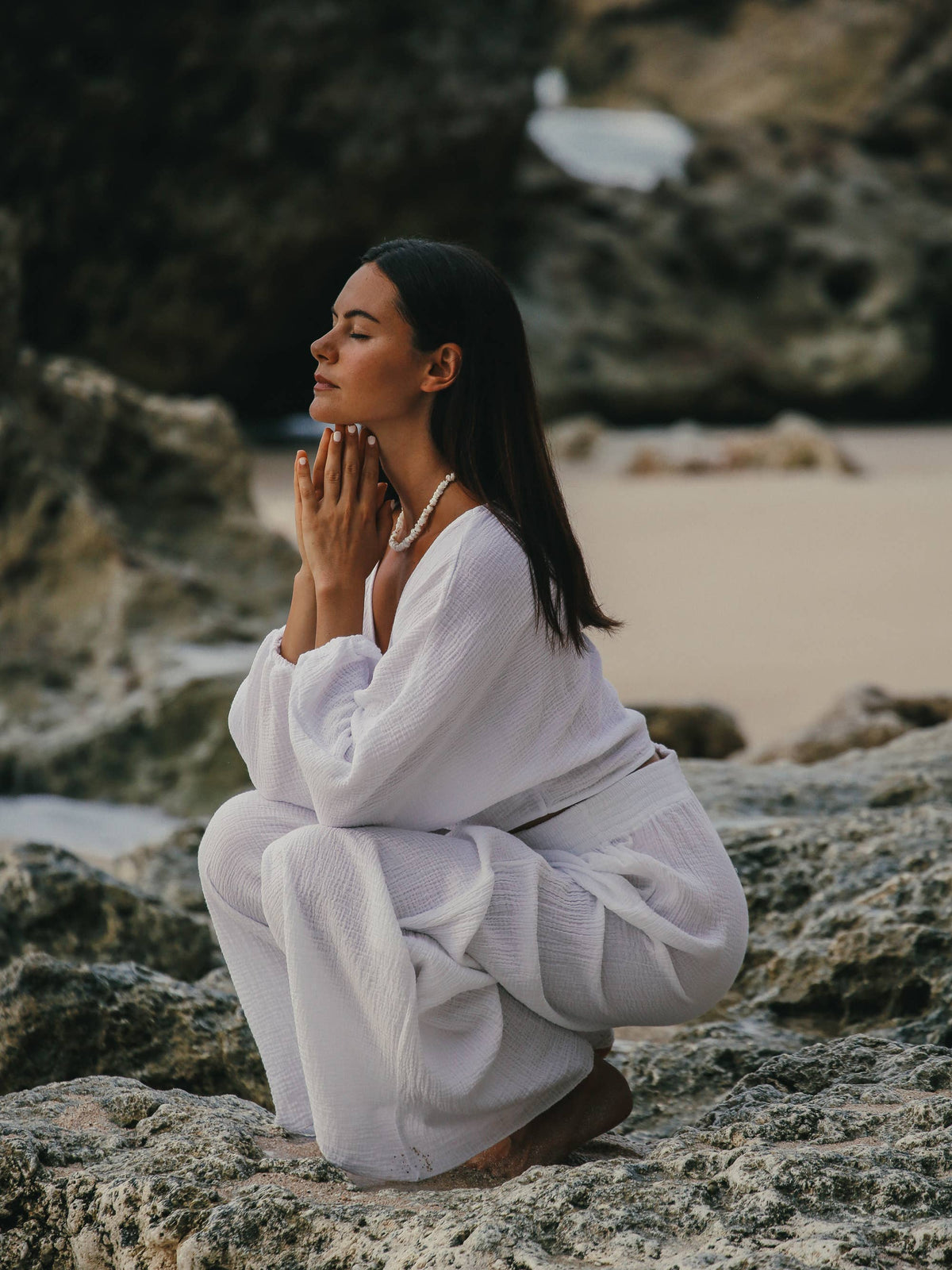 Gaia Drawstring Crop Top - White: White / One Size