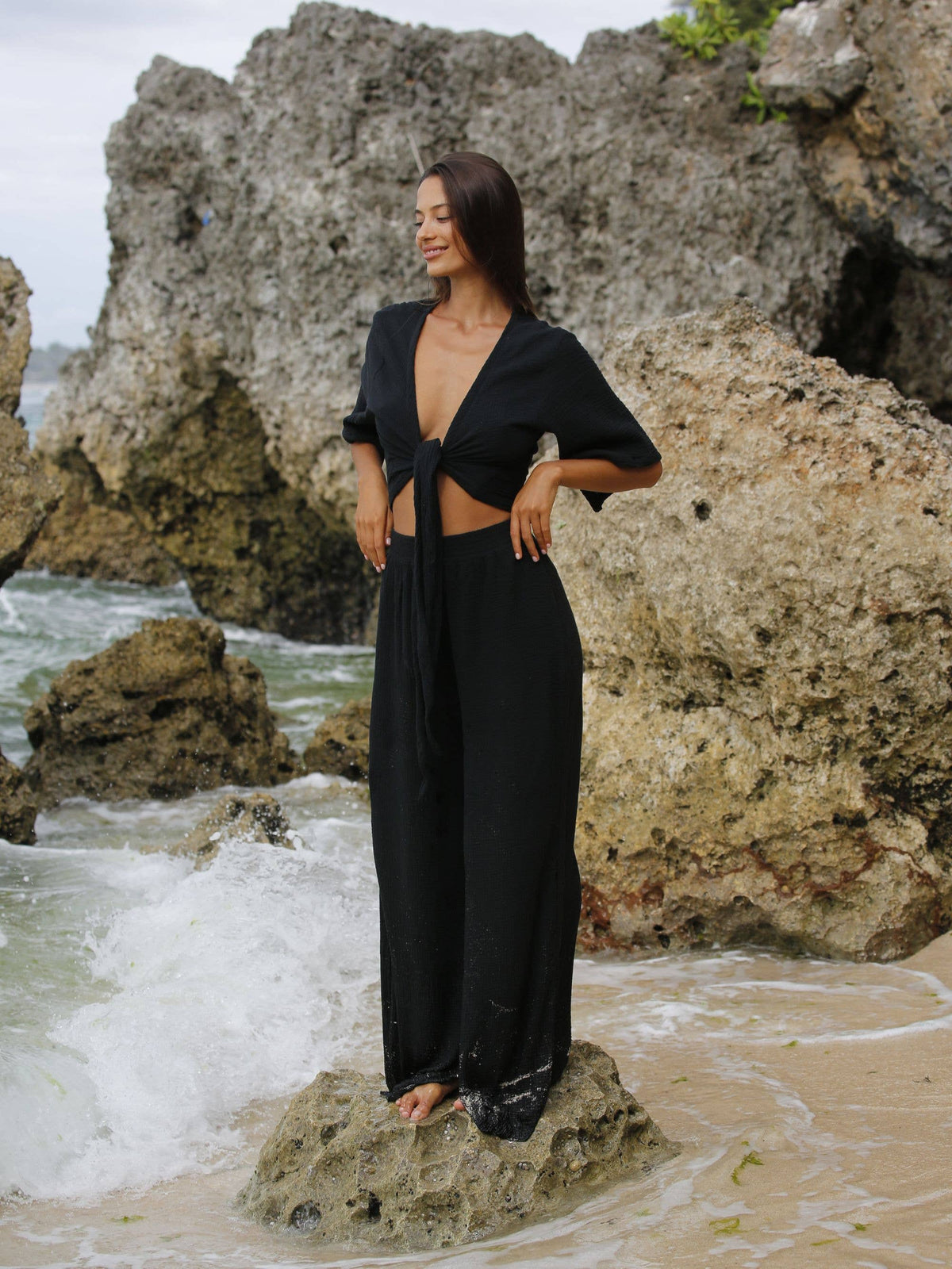 Bali Wrap Top - Black: Black / One Size