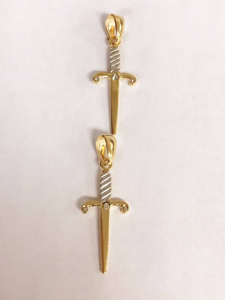 18K GF Large Gold Sword Pendant For Necklace, Gold Filled Mens Knife Sword Gladiator Charm, Sword Necklace, Men Sword Pendant, Wholesale Pendant