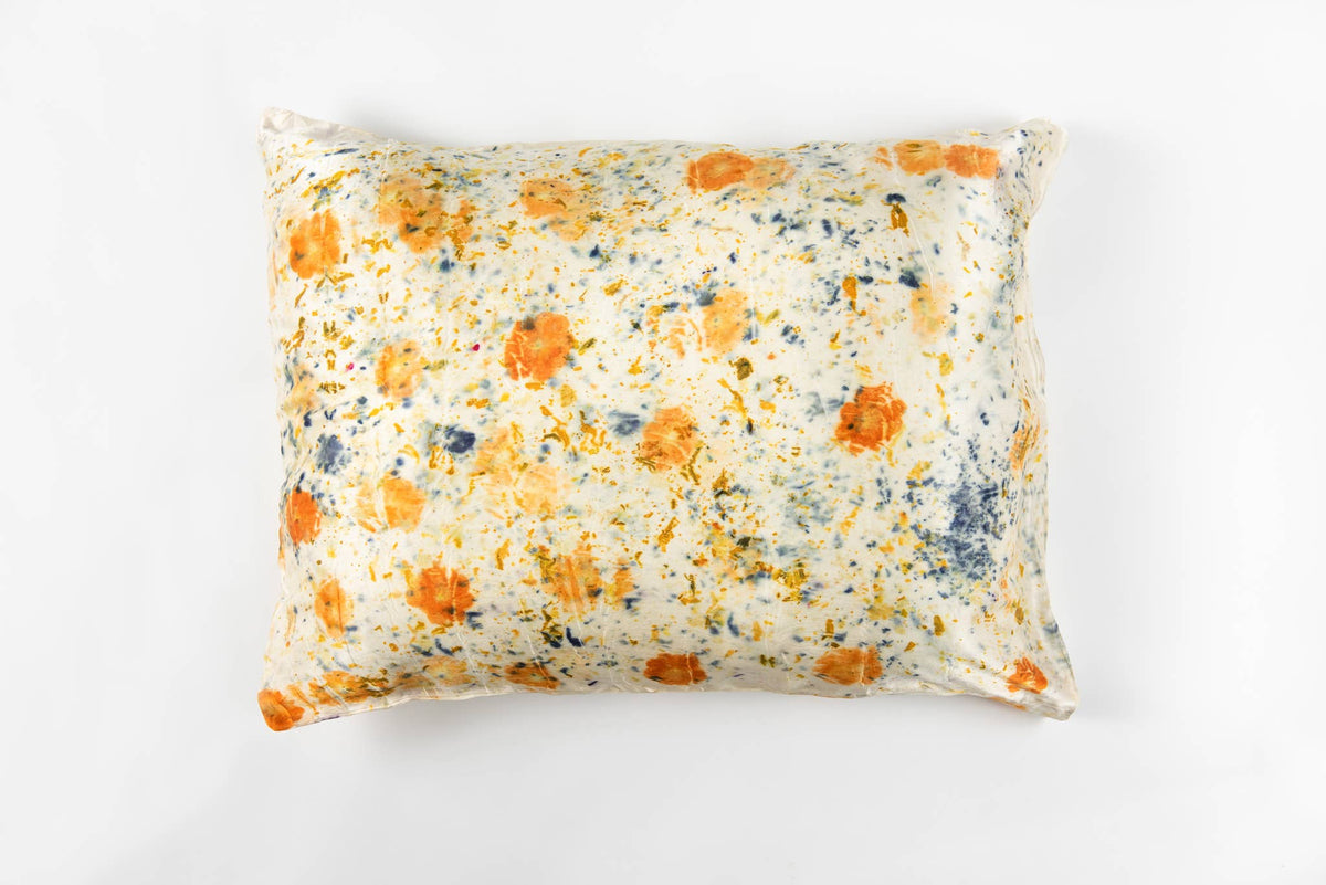 Floral Botanically Dyed Silk Pillowcase: Purple