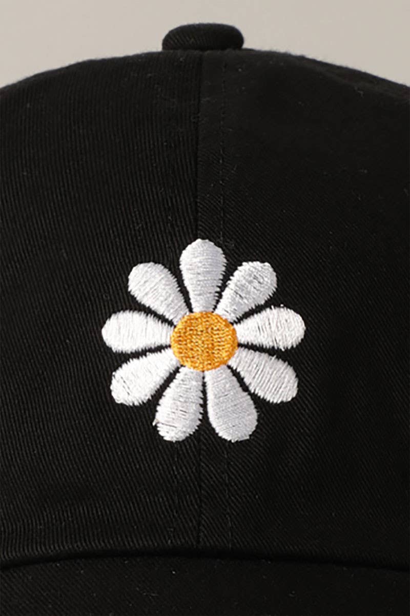 Daisy Embroidery Adjustable Baseball Cap Hat