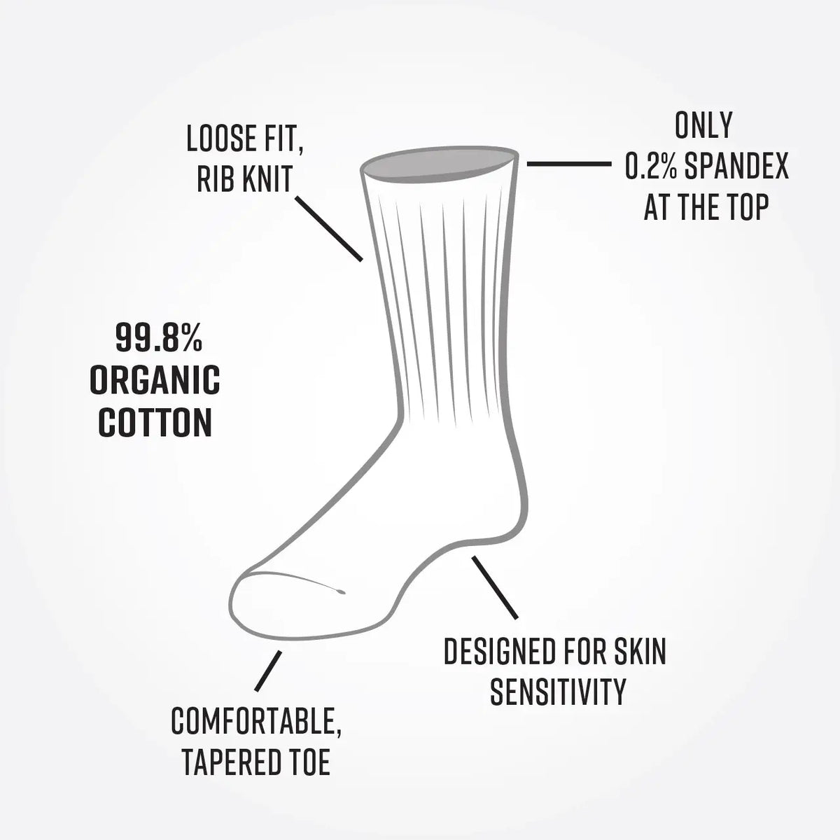 Organic Cotton Allergy Crew Socks: Natural / S