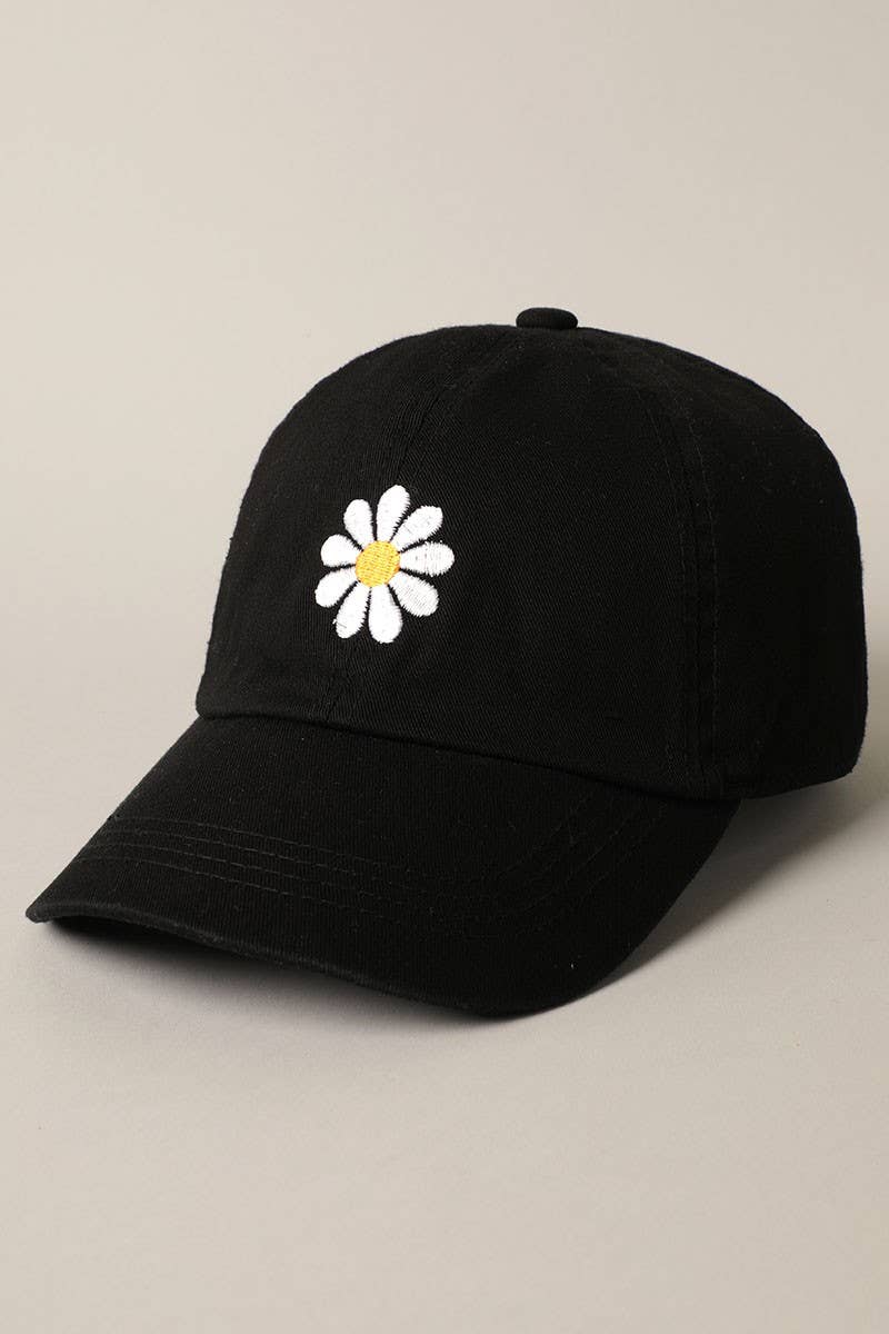 Daisy Embroidery Adjustable Baseball Cap Hat