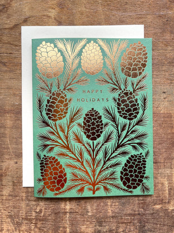 "Happy Holidays" Foil Stamped Card, XM50: Single