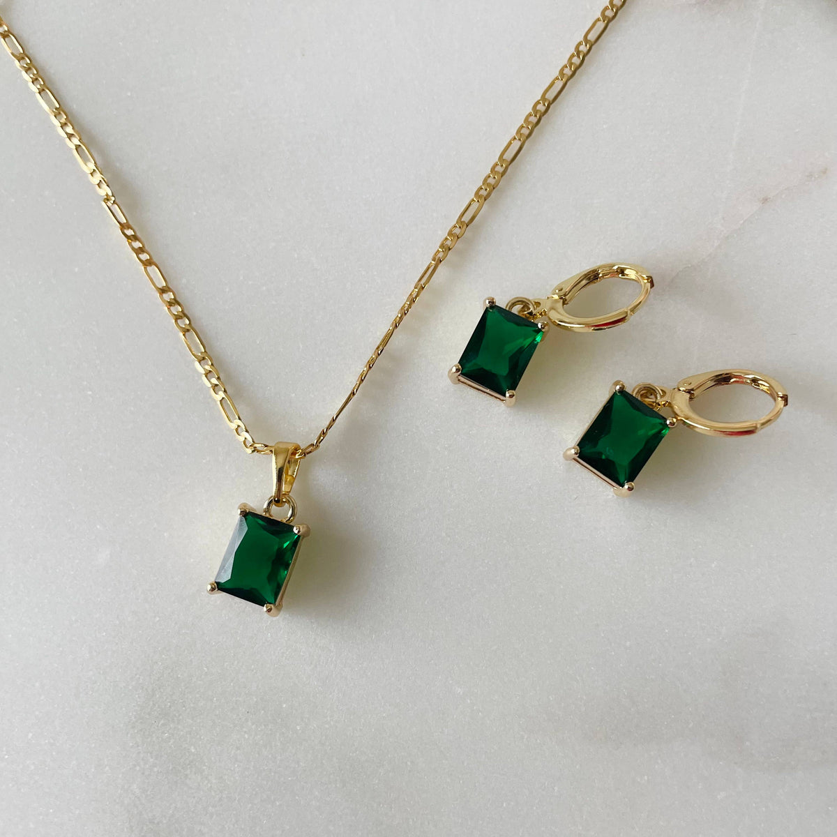 Emerald Stone Huggies. Little green Gem earrings Gold Filled