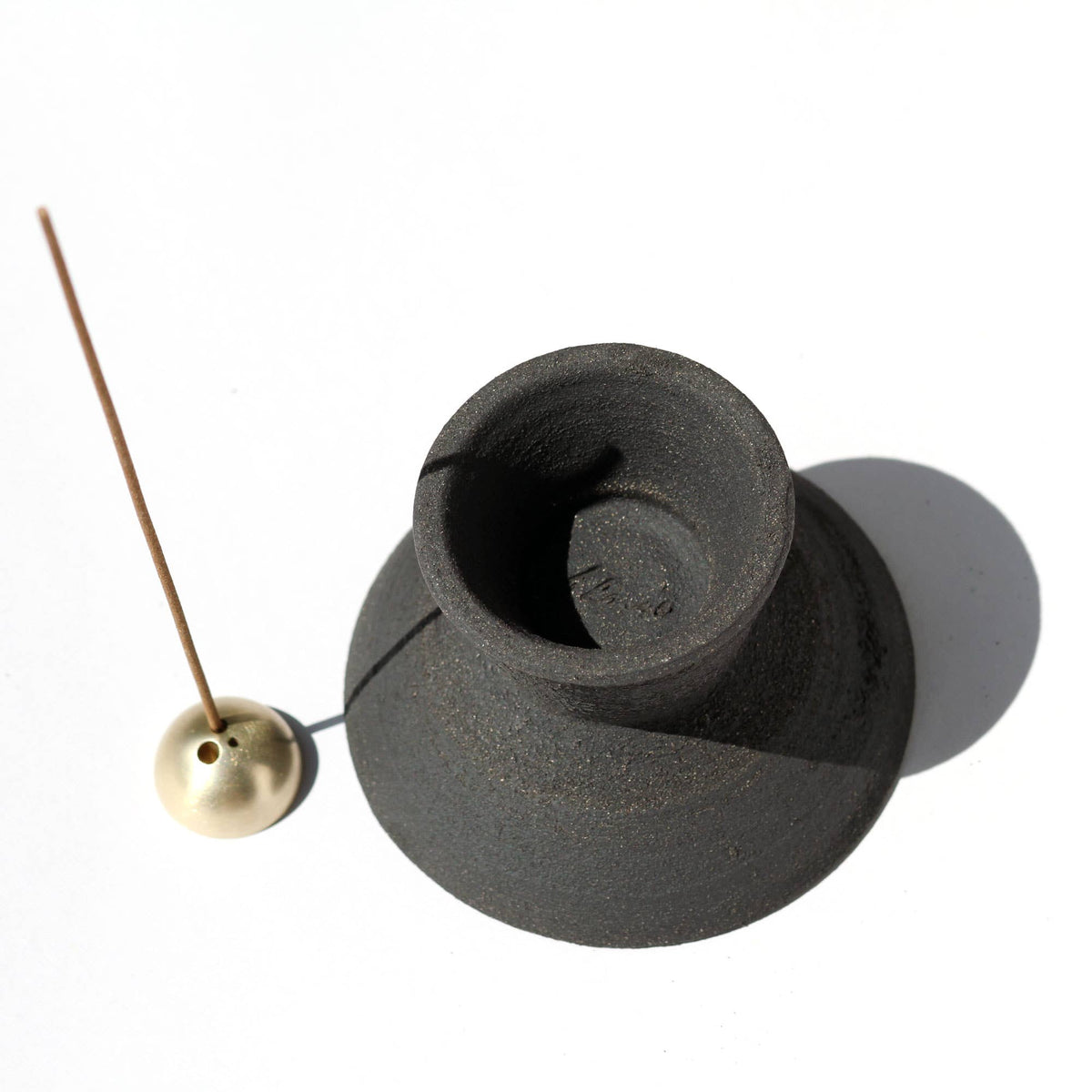 Shibui Raw Black Stoneware Incense Holder