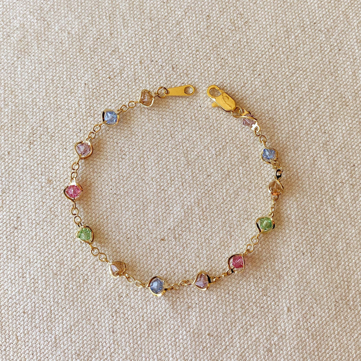 18k Gold Filled Bracelet with Colorful Crystal Beads