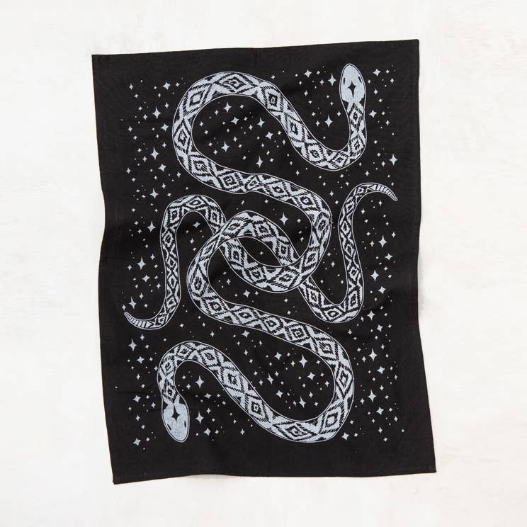 Snakes Kitchen Towel - Black