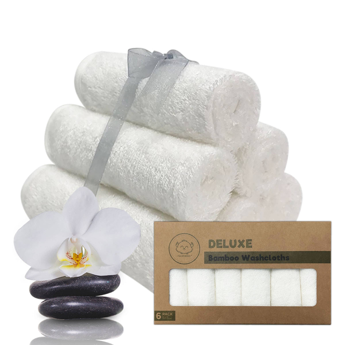 6-Pack Baby Bamboo Washcloths (Soft White)