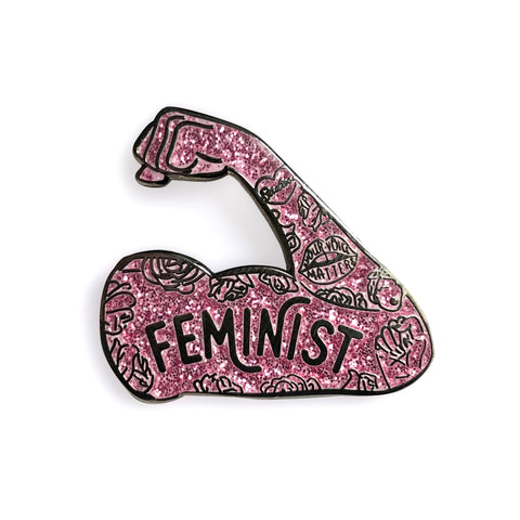 Feminist Arm Glitter Enamel Pin