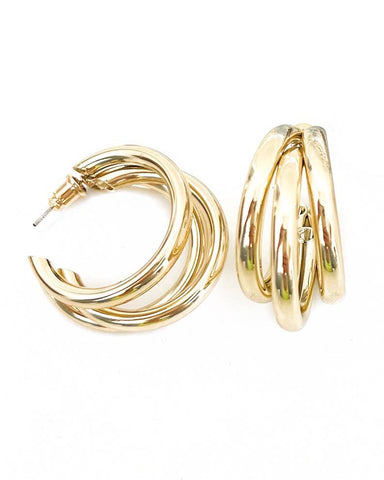 Eager Triple Hoop Earrings || GOLD