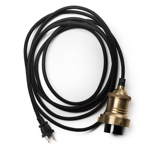 12ft Cord, Socket + Plug In Kit - Brass