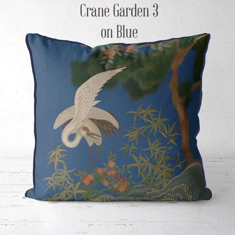 Crane Garden 3 Chinoiserie Cushion / Throw Pillow