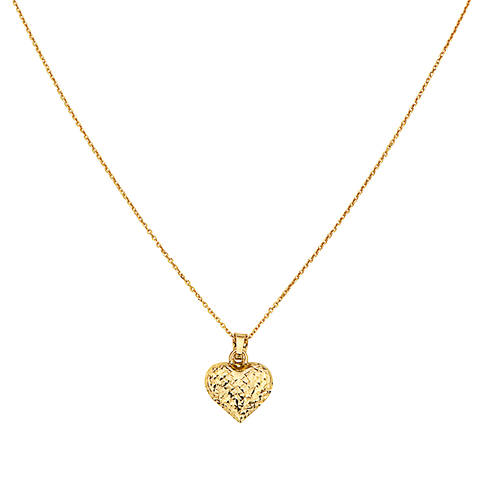 14K Heart With Cable Chain Necklace: 18 Inches / Gold / Heart