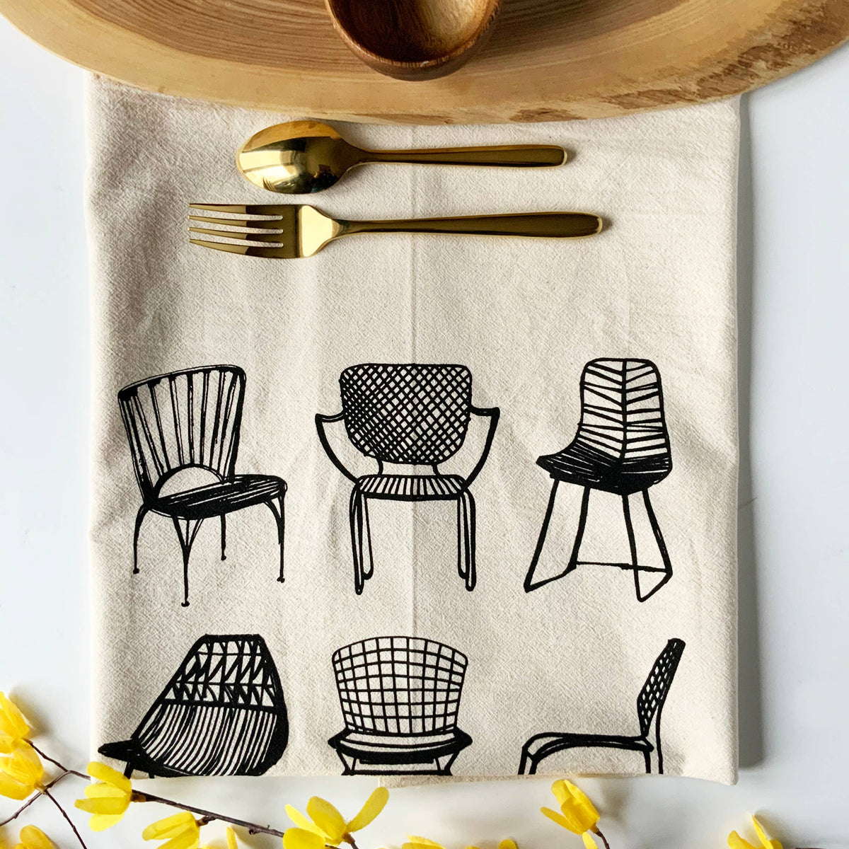 Modern Chairs Tea Towel - Black